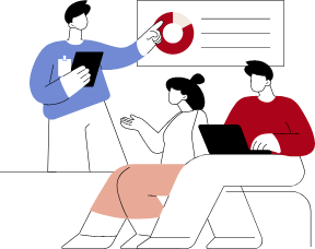 グラフを見ながら説明しているイラスト