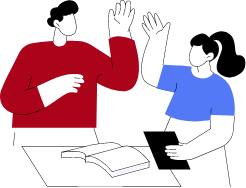 ハイタッチしているイラスト