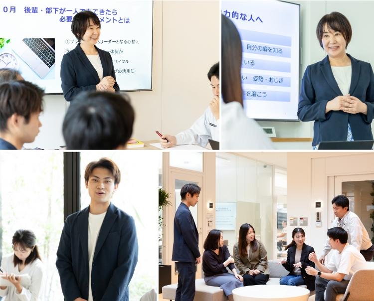 SCAiで講習をしている講師や、笑顔で話し合う生徒たち